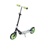 Arebos Cityroller Tretroller Grün Scooter höhenverstellbar | klappbar | inkl. Traggurt | XXL Räder | Tritt-Bremse | für Kinder und Erwachsene | bis 100kg belastbar Roller | Kickroller | Kick