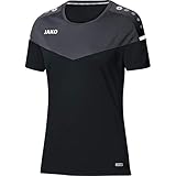 JAKO Damen T-shirt Champ 2.0, schwarz/anthrazit, 38, 6120