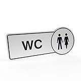 Betriebsausstattung24® Hinweisschild 'WC' | Folie, selbstklebend (BxH): 30,0 x 13,0 cm | Befestigungsart: Zum Verkleben | Text und Symbol Schild | Toilettenkennzeichnung | WC S