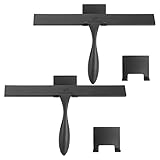 Duschabzieher Schwarz Abzieher Dusche Bad Glastür 28cm Duschabzieher Silikon mit Langer Stiel, rutschfest Halterung, Allzweck Duschabzieher für Glastüren, Spiegel, Fliesen, Autos(2er Set, Schwarz)