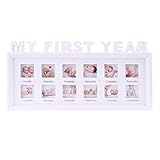 YOURPAI Bilderrahmen, kreativer DIY-Fotorahmen, 0–12 Monate Baby My First Year Bilder, Display, Kunststoff, Souvenirs, Erinnerung, Kinder, Geschenk, weiß