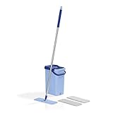 CLEANmaxx Komfort-Mopp Smart (29x22x41cm inkl. Ablassventil) | Wischsystem aus Mopp u. Eimer mit 2 Kammer System zum Befeuchten und Trocknen, Auswring-Mechanismus | 2 Reinigungstücher ink