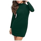 Damen Kleider Strick Pulloverkleid Elegant Strickkleid Rollkragen Langarm Minikleid Winter Elegant Stretch Pullikleid Hohe Elastizität Zopfmuster Kuscheliger Langer Strickpullover Minik