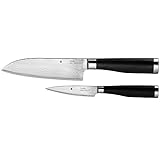 WMF Yari Messerset 2-teilig, 2 Messer geschmiedet, japanischer Spezialklingenstahl, 67 Lagen Griff aus Pakkaholz, Damaszener Klinge, Santoku Messer, Allzweck