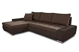 Ecksofa mit Schlaffunktion Faris - Couch mit Bettkasten, Big Sofa, Sofagarnitur, Couchgarniitur, Polsterecke, Bett (Braun + Braun (Madryt 128 + Inari 24), Ecksofa Links)