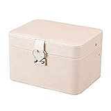 Suytan Schmuckaufbewahrungsbox Große Leder Schmuckbox Mit Spiegelschrank Schrank Armband Halskette Aufbewahrungsbox Für Armbänder Ohrringee Halsketten/R