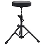 vidaXL Drumhocker Höhenverstellbar Drummersitz Schlagzeugsitz Schlagzeughocker Throne Drumsitz Schlagzeug Hocker Sitz Schwarz R