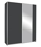 Rauch Möbel Kronach Schrank Schwebetürenschrank, 2-türig, Grau Metallic mit 1 Spiegel, inkl. Zubehörpaket Basic 2 Kleiderstangen 2 Einlegeböden, BxHxT 175x210x59