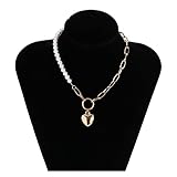 RSTJBH Einlagige Kreuzkette mit Bären-Anhänger, goldfarbenes Metall, baumelnde Halskette für Damen (Metallfarbe: B Gold)
