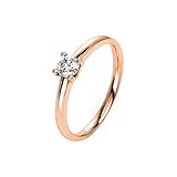 Ring Solitaire aus 585 Gold Rotgold 4er-Krappe mit Brillant 0,3ct TW-SI, Ringgröße:Innenumfang 54mm ~ Ø17.2