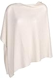 styleBREAKER Damen Feinstrick Poncho in Unifarben mit Glitzerfäden, asymmetrischer Schnitt, Ärmellos, Rundhals 08010075, Farbe:Weiß