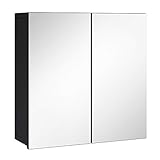Badezimmer Spiegelschrank Leon 60cm Schwarz – Stauraum Unterschrank Möbel Zwei Türen Badschrank