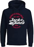 JACK & JONES Kapuzenpullover Male Hoodie Print (XL, 74 dunkelblau)