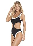 Maaji Damen Black Orchid Shadows Cut Out One Piece Without Soft Cups Badeanzug, schwarz, Larg