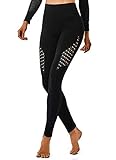 INSTINNCT Damen Yoga Lange Leggings Slim Fit Fitnesshose Sporthosen #2 Energie Stil - Schwarz M