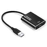 USB zu HDMI Adapter, USB 3.0 zu HDMI Konverter 1080P HD Video Grafik Kabel Adapter mit Audioausgang Kompatibel mit Laptop HDTV TV Windows 7/8/10 (NO MAC, Vista, Linux)