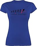 Entwicklung und Evolution Outfit - Skispringen Evolution - M - Royalblau - Skispringen t-Shirt Damen - L191 - Tailliertes Tshirt für Damen und Frauen T-S