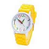 Bywenzai Armbanduhr Uhr Mode Kinder Kinder Arabische Ziffern Bleistift Analog Display Quarz Armbanduhr Kinder Kinder Trendy Uhr Gelb