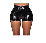 WONLINE Damen Sexy Leder Shorts Im Wetlook Lack Leder Design Lederoptik Kurze Hose Lederimitat Kunstlederhose Lackledershorts (S,one Color)