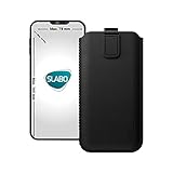 Slabo universelle Schutzhülle für Smartphone (max. 165 x 78 x 10 mm) universal Schutztasche Handyhülle Case mit Magnetverschluss aus Kunstleder - SCHWARZ | Black