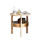 aedouqhr Couchtisch, 2 Etagen Sofa Beistelltisch mit Schubladen Massivholz Wohnzimmer Beistelltisch Kleiner Runder Tisch Balkon Ecktisch Nachttisch 22×23 Zoll (Color : Wood, Size : 22×23inch)