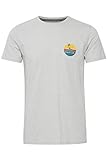 !Solid Emmo Herren T-Shirt Kurzarm Shirt mit Print aus 100% Baumwolle mit Rundhalsausschnitt, Größe:M, Farbe:Light Grey (154101)