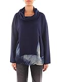 Manila Grace M189WU Damen Strickjacke mit hohem Kragen, blau, M