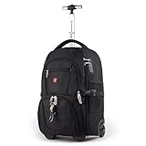 Rollkoffer mit Zahlenschloss, 2 Rollen, Polyester, wasserdicht und verschleißfest, für Damen und Herren (Farbe: Schwarz, Größe: 52 x 35 x 21 cm)