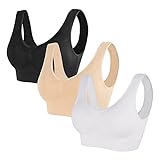 MoneRffi Bustier Damen BH ohne Buegel Push up Yoga Sports BH Bügelloser Soft Bra Top Set Fitness Polsterung 3er Set Schlaf Still Sport Büstier Wohlfühl BH