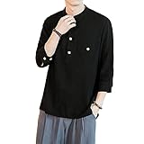 Leinenhemd Herren Retro-Casual Mode im chinesischen Stil langärmeliges lockeres bequemes atmungsaktives Frühlings- und Herbst Herren S