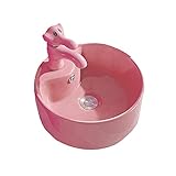 hkwshop Waschbecken Nette runde keramische Badezimmerspüle mit tierförmigem Wasserhahn-Waschbecken-Set (mehrere Farben zur Auswahl) Waschbecken Aufsatz-Waschschale (Color : Pink)