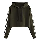 BAOBU Damen Sweatjacke Bauchfrei Kapuzenpullover Langarm Kurz Hoodie Sweatshirt Crop Pullover Kapuzenjacke Cropped Jacke mit Kordel Kapuzenpullover Langarm Kurz Sweatshirt Crop Oberteile H