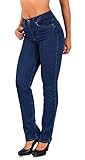 ESRA Damen Straight Fit Jeans Hose Damen Jeanshose gerader Schnitt bis Übergröße G500