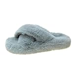 MLLM Damen Hausschuhe, bequem, Netz, rot, Plüsch, Kreuz, Mädchen, Mode, Slippers-blau_42 Herren Damen Winter Filz Hausschuhe H