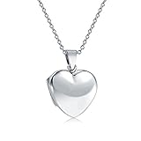 Einfache einfache Puff Herz Geformte Foto-Medaillons für Frauen, die Bilder halten Poliert 925 Silber Medaillon Halskette Anhäng