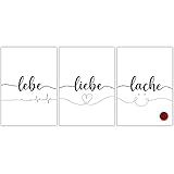 Wanddeko Poster Set Lebe Liebe Lache DIN A4 moderne Wandbilder mit Sprüchen Wanddeko für Wohnzimmer/Schlafzimmer/Küche Dekoration Geschenkideen S&N® Handmade - ohne R