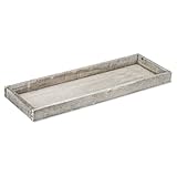 NaDeco Holz-Tablett grau 40x20x4cm Dekotablett Holz-Tablett Wooden Tray Deko Tablett Landhausstil Kerzentablett Kerzenteller Tablett aus Holz Tablett für Kerzen und W