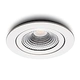 Ledisons LED Einbaustrahler 230v 23mm Flach Dimmbar 75mm IP44 Wasserdicht, CRI90, 5 Jahre Garantie, LED Spot Deckenspots Einbauleuchten Einbauspots, Vivaro Weiß, 5W, Extra Warm-weiß 2200