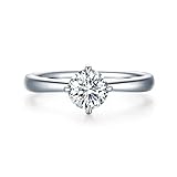 ANAZOZ 18K Weißgold Damen Ring 750, Trauringe Weißgold Runde Schmal Solitärring Hochzeitsring Verlobungsring Eheringe Moissanitring Größe 56 (17.8) Echtschmuck