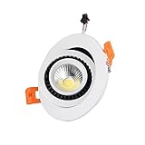 Raelf In die Deckenleuchte eingebettetes Downlight 3W/5W/7W/12W/15W Modernes einfaches weißes rundes drehbares flaches Einbaustrahler COB High Ra Blendfreies Eingebettetes Haushalts-Downlig