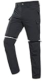 Vzteek Herren Wanderhose Zip Off Trekkinghose Outdoorhose Sommer Softshell Stretch Hose Kurz für Wandern,Abnehmbar,Baggy,Fahrrad,arbeits (grau, M)