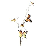 QSDGFH 3 Stück trockene Weidenzweige mit Schmetterlingen, 80 cm, künstliche gelockte Weidenzweige, biegbare Stäbchen, künstliche Zweige, getrocknete Stiel, Kunstpflanzen, Dekoration für Z
