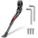 Fahrradständer für 22-28 Zoll, Seitenständer Fahrrad Verstellbar Mountainbike Fahrrad Ständer aus Aluminiumlegierung Rutschfester Gummiständer für Trekkingrad, E-Bikes, Rennrad und Klapprad (Schwarz)