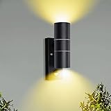Unikcst Außenleuchte mit Bewegungsmelder LED GU10 IP44 Modern Eingang Aussenlampe Schwarz Up Down Anthrazit Wandlampe 230V inkl.2x 5W Warmweiß Leuchtmittel, 1 Stück