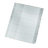 Leitz Register für A4, Deckblatt aus Karton und 5 Trennblätter aus Kunststoff, Taben mit Zahlenaufdruck 1-5, Überbreite, Grau, 12830000