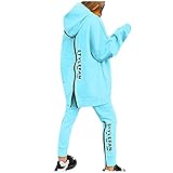 Graceyo Zweiteiler Jogginganzug Streetwear Damen Reißverschluss Kapuzen Trainingsanzug Set Oversize Boy Friend Kapuzenpullover Legging Sportanzug Freizeitanzug Fitness Yoga Jacke und Hose S