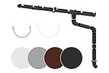 RAINWAY S Regenrinnen Komplettset (1 Dachseite) - PVC-U Kunststoff in 4 Farben, für Dachflächen  100m² empfohlen (Set min. 4 Meter, weiß) Regenrinnen PVC Plastik