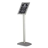 DISPLAY SALES Infoständer DIN A3 für Plakate mit 297 x 420 mm. Silber PREMIUM Design Informationsständer (1,20 m Höhe). Rostfreie schwere Alu Fußplatte, Hoch-/Q