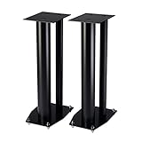Lautsprecherständer, Metalllautsprecherständer, Bücherregalkastenständer, Desktop-Stand, Surround 20~90cm, EIN Paar von Zwei Regalen (Color : Black, Size : 21 * 28 * 20cm)