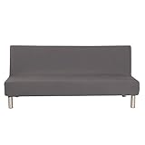 Aisaving Einfarbig Armlose Sofabettüberzug Polyester Spandex Stretch Futon Schutzhülle Protector 3-Sitzer elastisch vollklappbar Couch Sofa Shield für Klappcouch ohne Armlehnen (Grau)